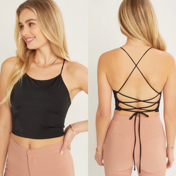 🆕Back criss cross tie cami top - Picture 2 of 8